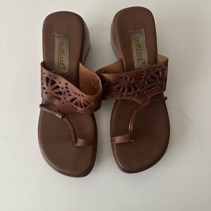 Matisse Tan Brown Vintage 90's Platform Slide Thong Toe Sandal 7